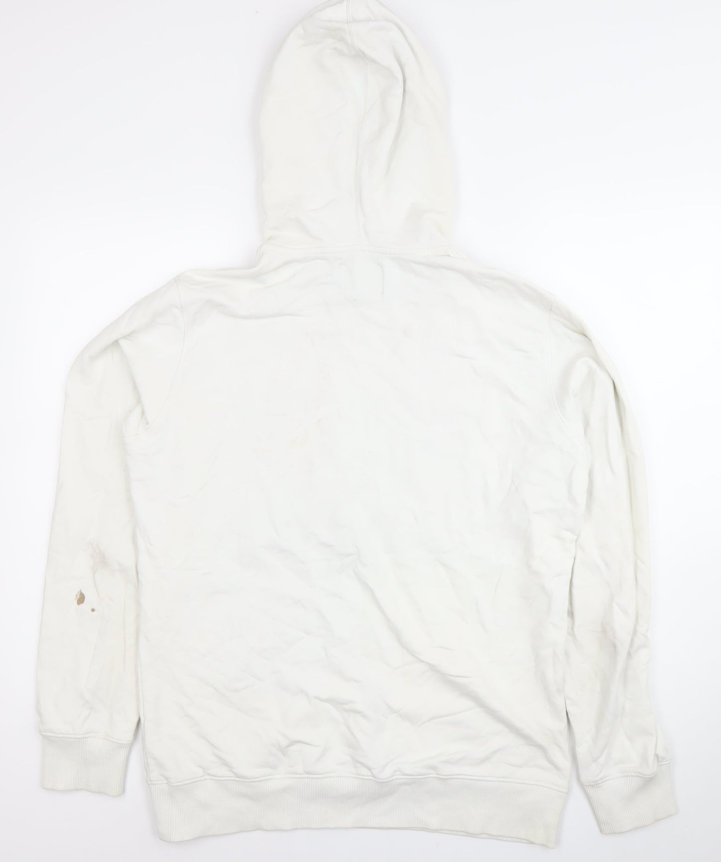Calvin Klein Jeans Mens White L Pullover Hoodie Logo Cotton