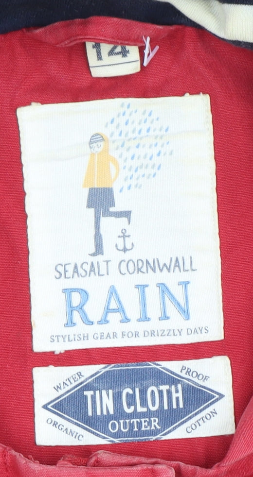 Seasalt Cornwall Women’s Red Waterproof Rain Coat Size 14 Hooded