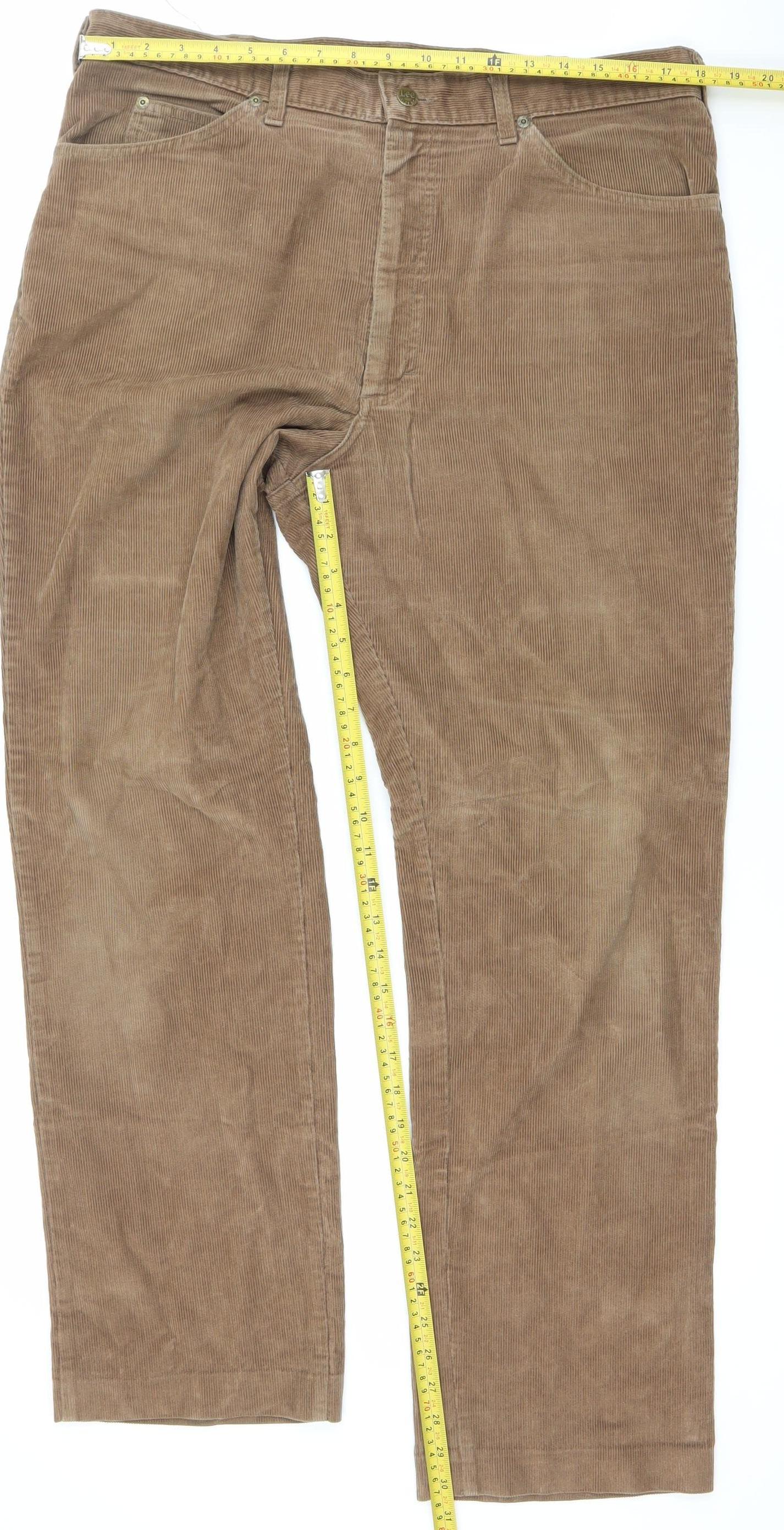Lee Men’s Brown Corduroy Trousers 38x34 Straight Leg Casual