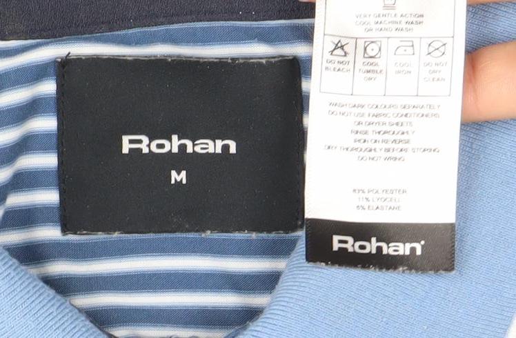 Rohan Men’s Blue Striped Polo Shirt Size M Regular Fit