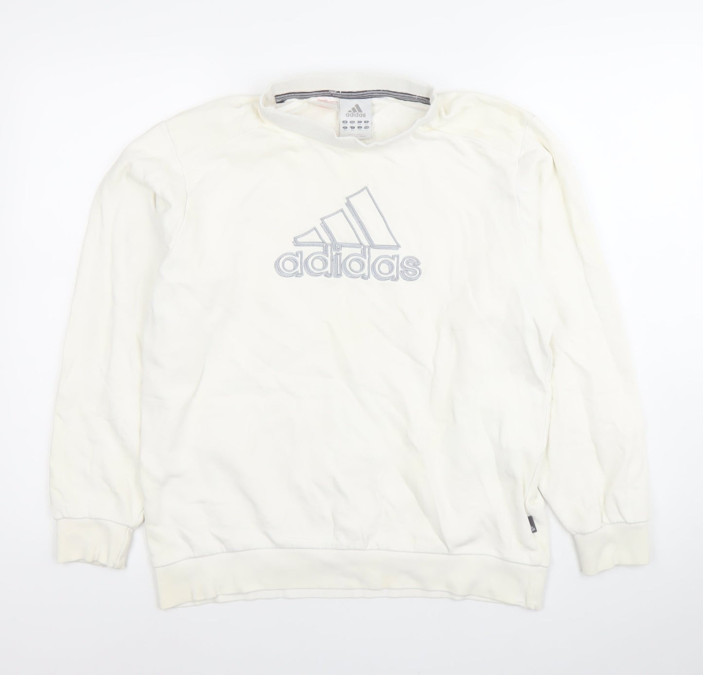 Adidas Men’s White Pullover Sweatshirt L Logo Crew Neck Sportswear