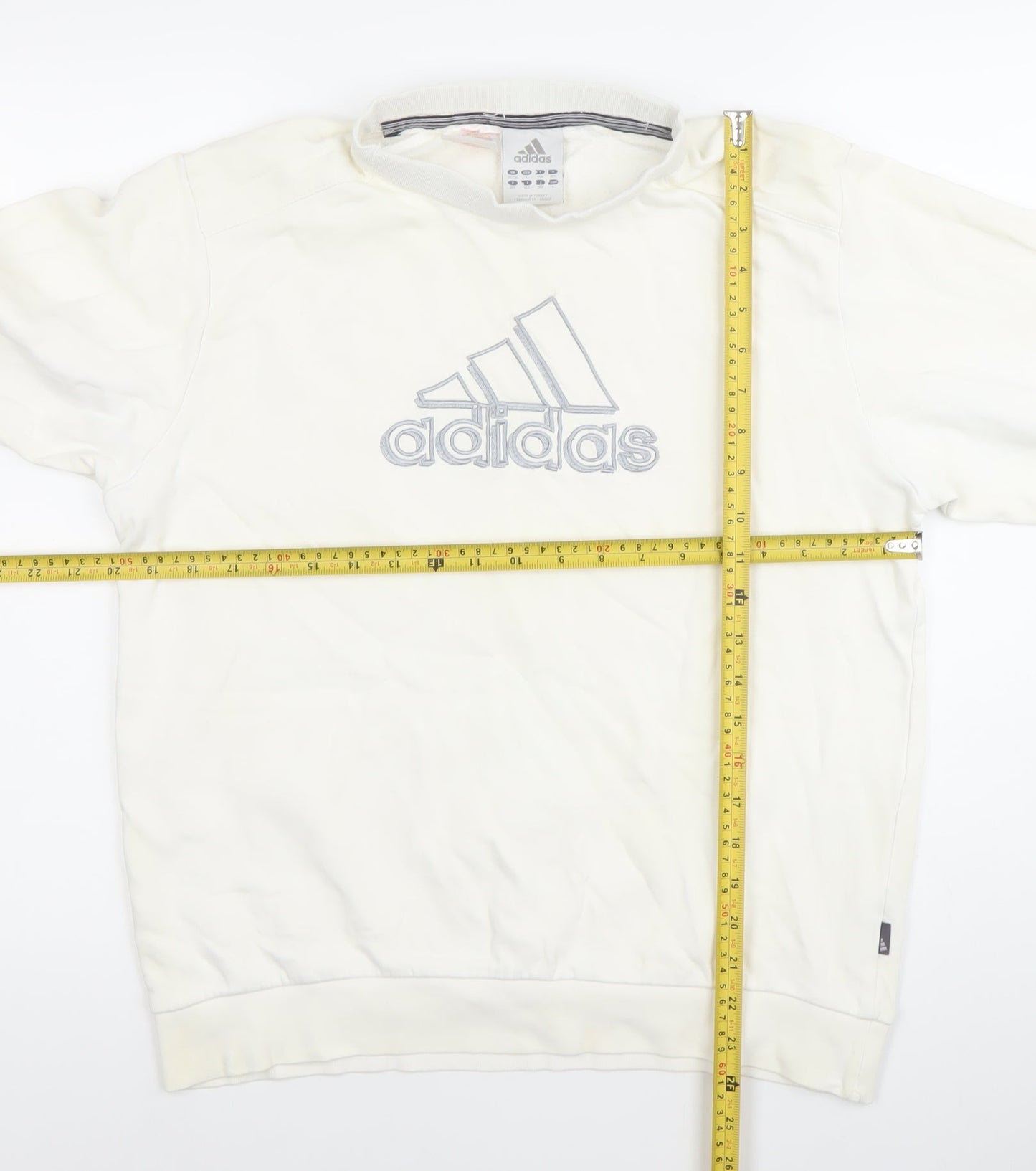 Adidas Men’s White Pullover Sweatshirt L Logo Crew Neck Sportswear