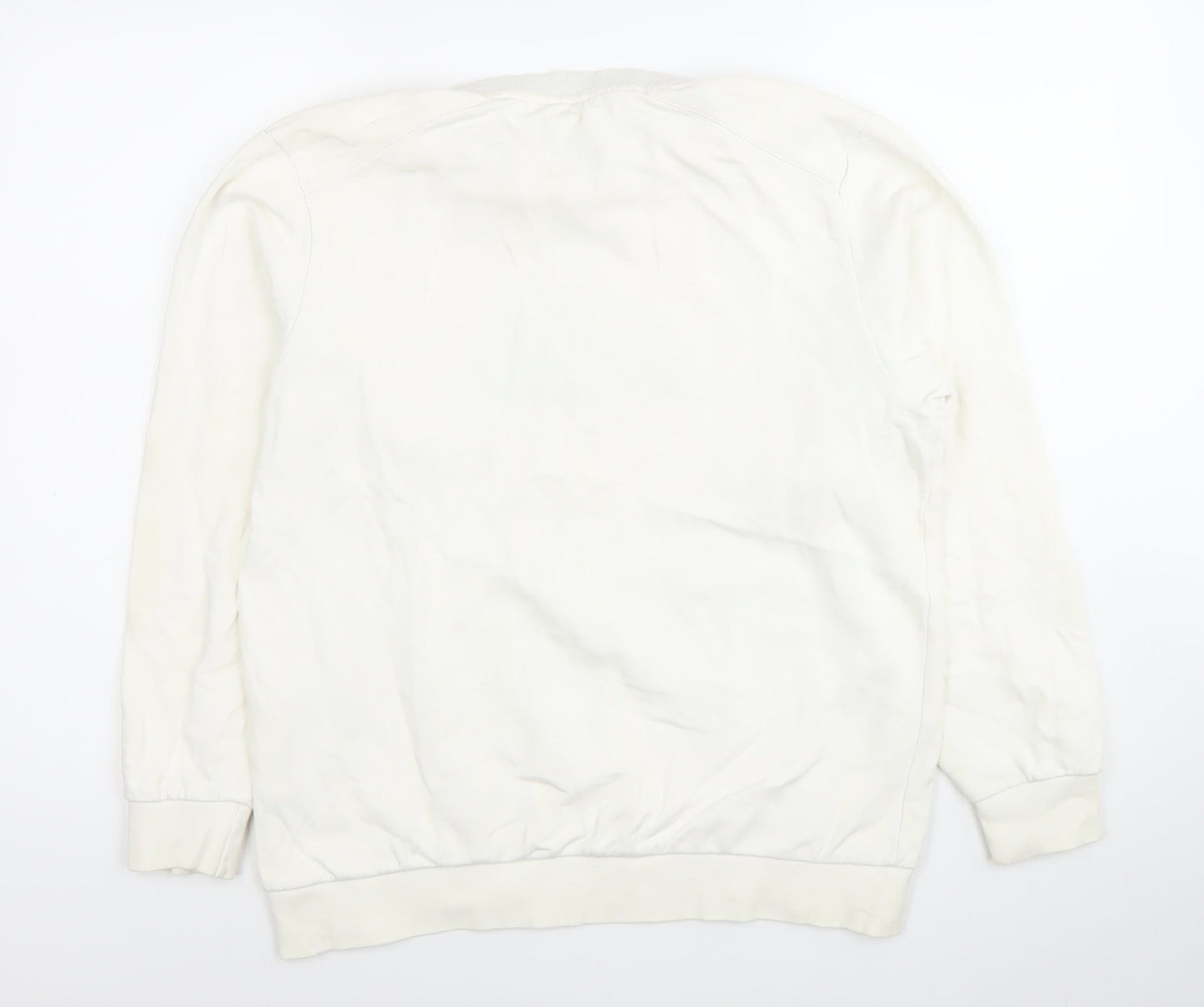 Adidas Men’s White Pullover Sweatshirt L Logo Crew Neck Sportswear