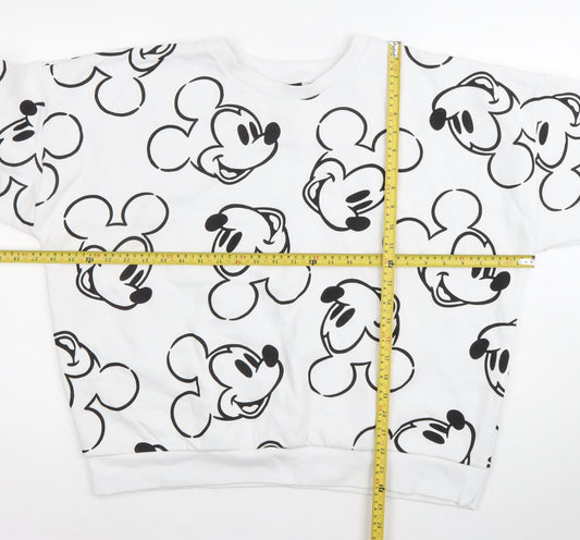Disney Mickey Mouse Unisex Adults White L Pullover Sweatshirt