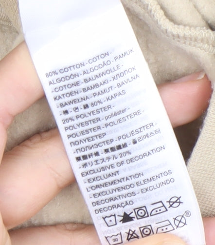 Levi's Womens Beige Pullover Hoodie L Logo Print Casual Fleece