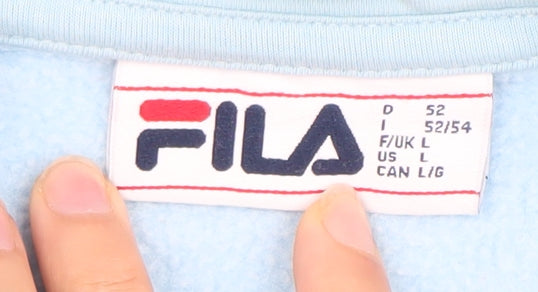 Fila Men’s Blue Pullover Hoodie L Logo Cotton Blend Sweatshirt