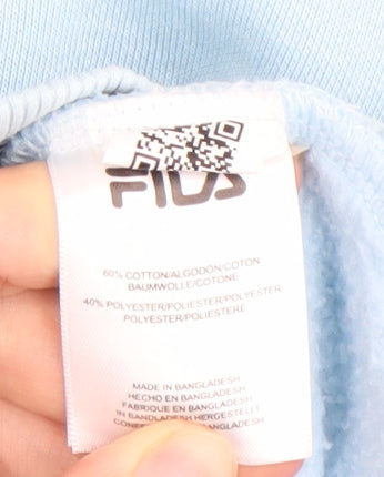 Fila Men’s Blue Pullover Hoodie L Logo Cotton Blend Sweatshirt