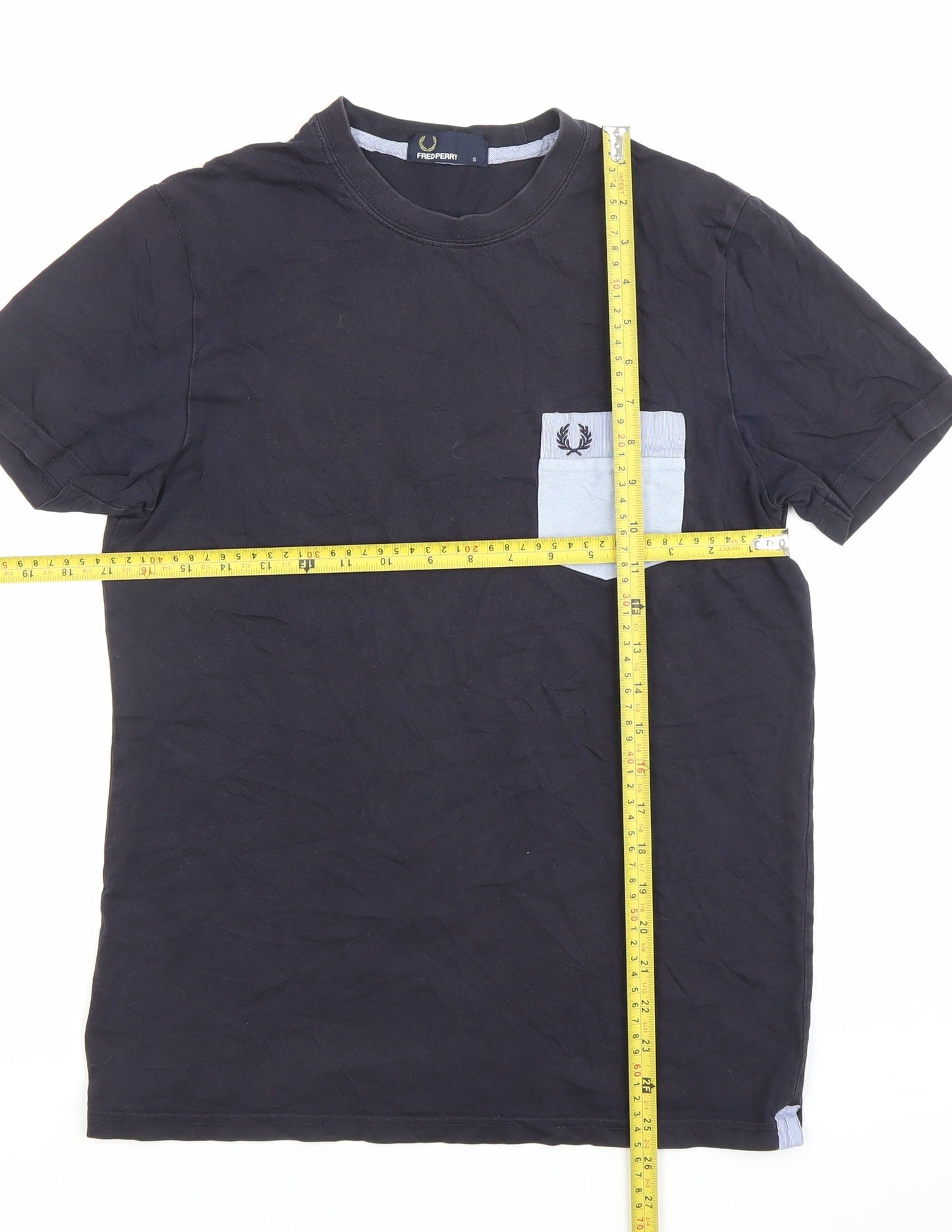 Fred Perry Men's Black Cotton Crew Neck Pocket T-Shirt Size S