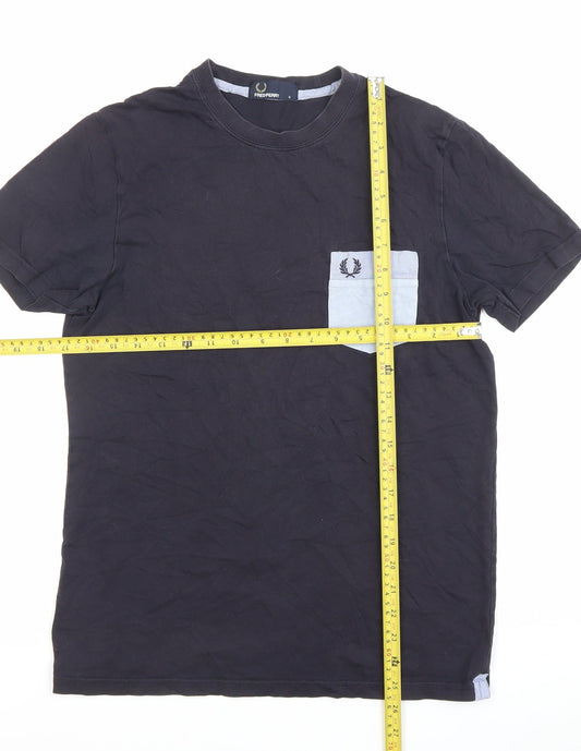 Fred Perry Men's Black Cotton Crew Neck Pocket T-Shirt Size S