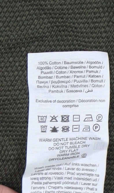 Jack & Jones Men’s Green Cotton Waffle-Knit Jumper Size L