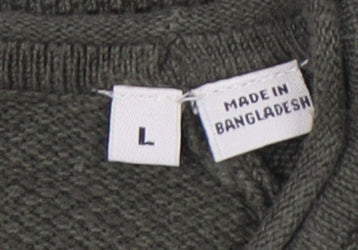 Jack & Jones Men’s Green Cotton Waffle-Knit Jumper Size L