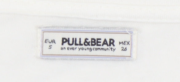 Pull&Bear Womens Ivory Lace Crochet T-Shirt Size 8 Casual Summer