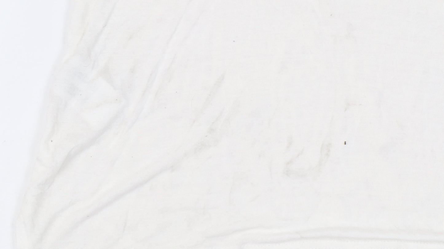 Pull&Bear Womens Ivory Lace Crochet T-Shirt Size 8 Casual Summer