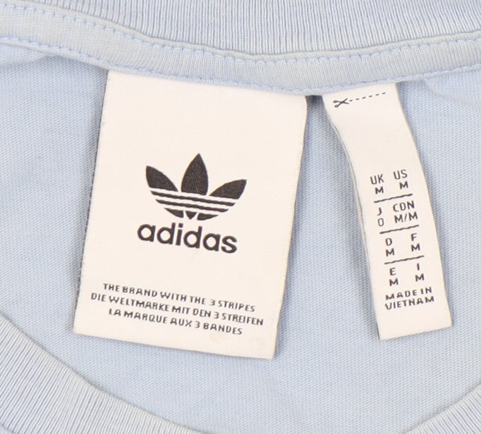 Adidas Men’s Blue Cotton Short Sleeve T-Shirt Size M Crew Neck Logo