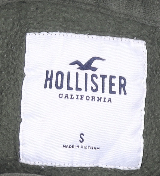 Hollister Mens Green Pullover Hoodie Small Logo Embroidered Fleece
