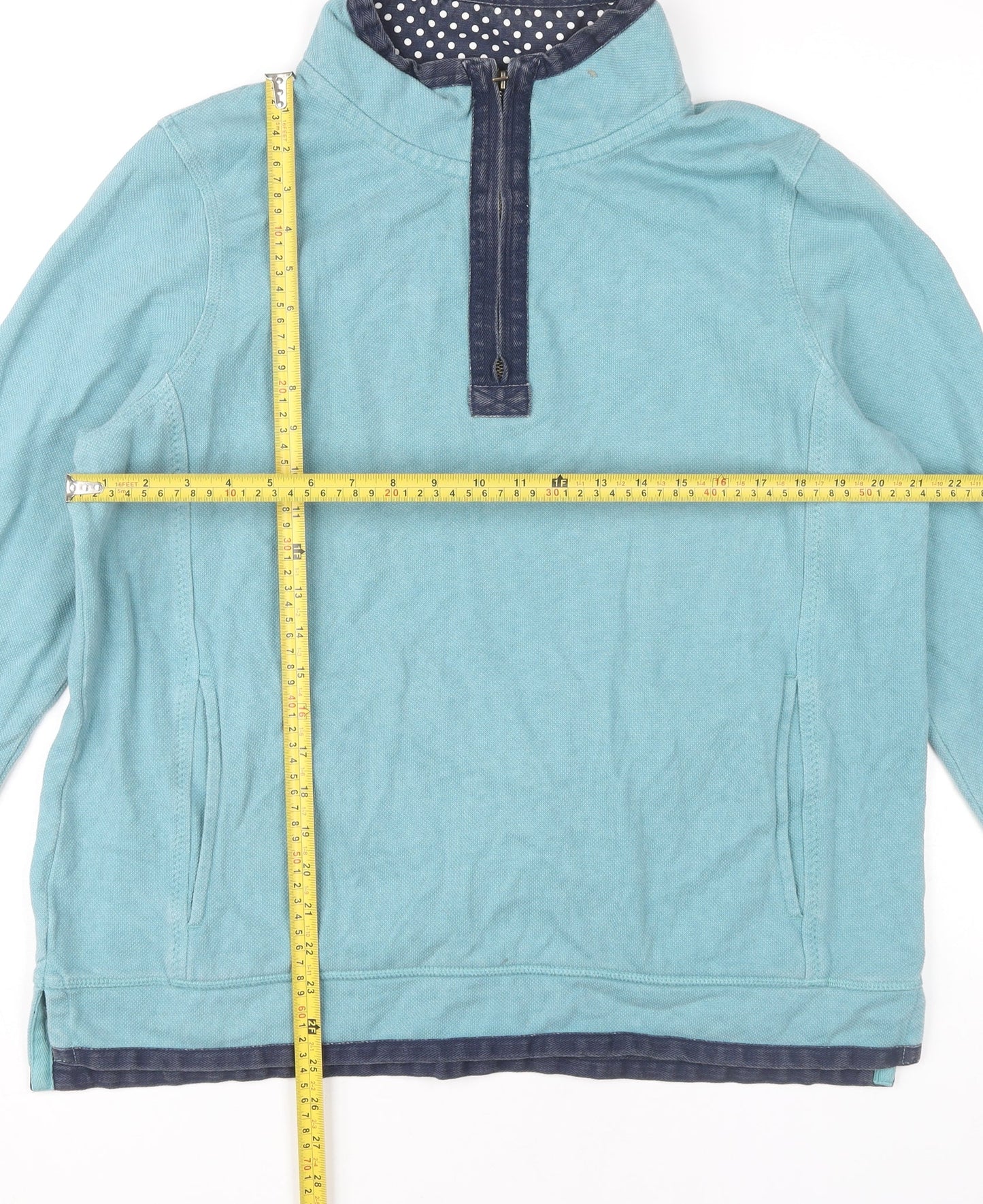 Fat Face Women’s Blue 1/4 Zip Sweatshirt UK 16 Cotton Casual