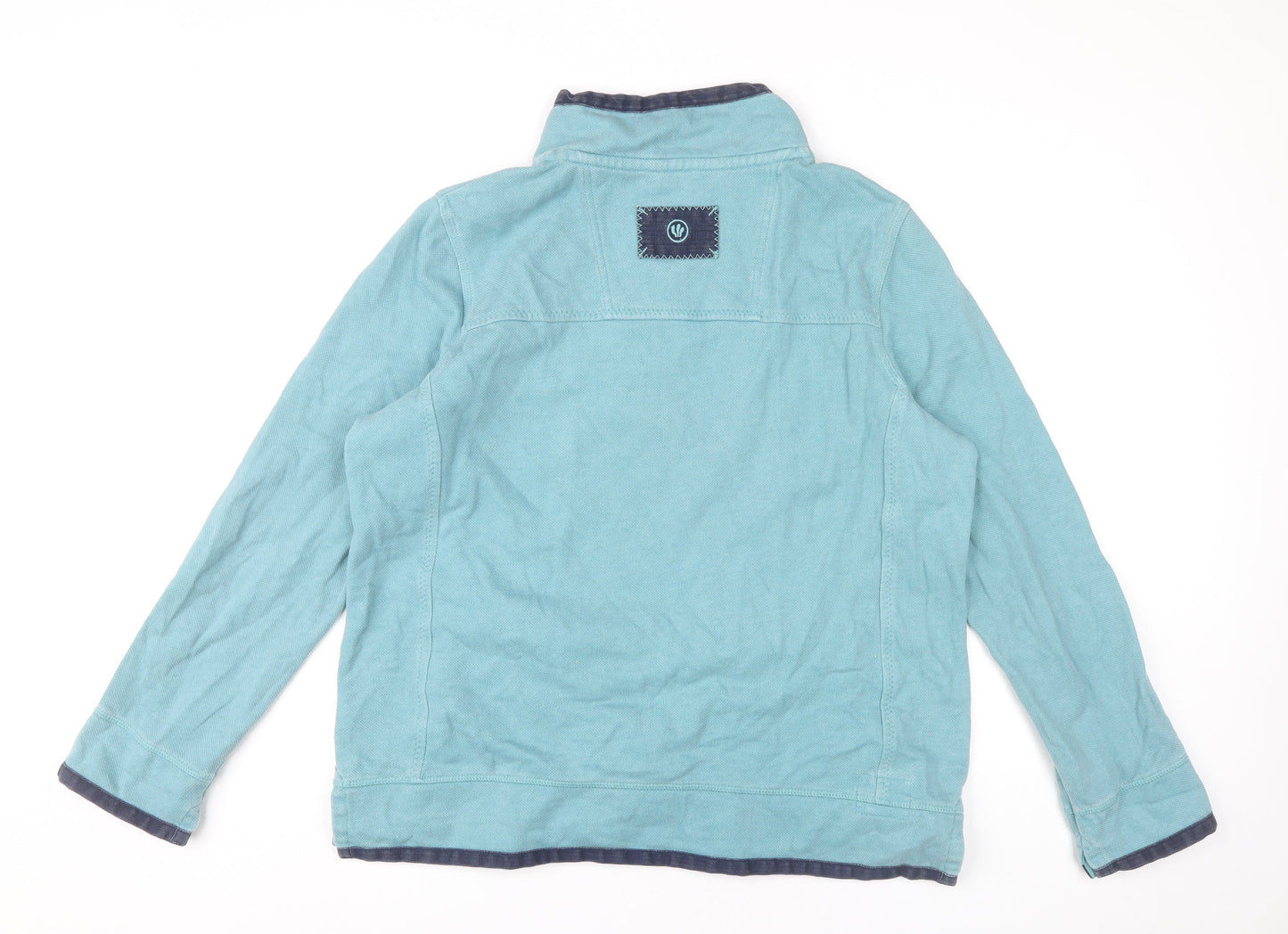 Fat Face Women’s Blue 1/4 Zip Sweatshirt UK 16 Cotton Casual