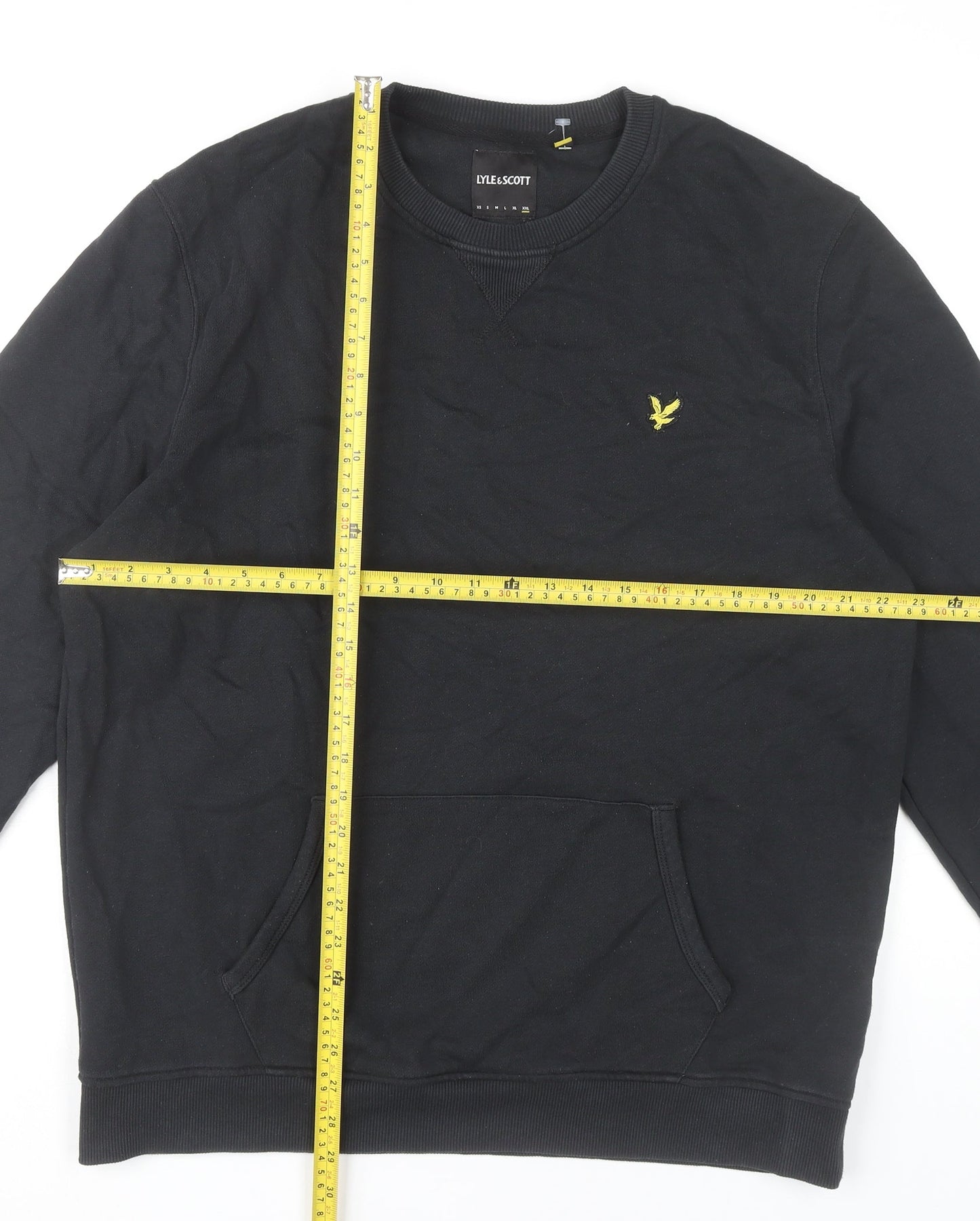 Lyle & Scott Mens Black XL Pullover Sweatshirt Crew Neck Cotton Blend