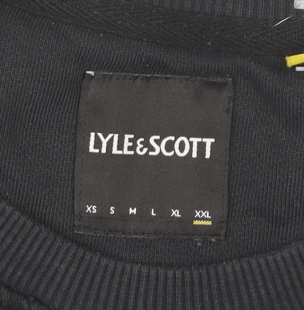 Lyle & Scott Mens Black XL Pullover Sweatshirt Crew Neck Cotton Blend
