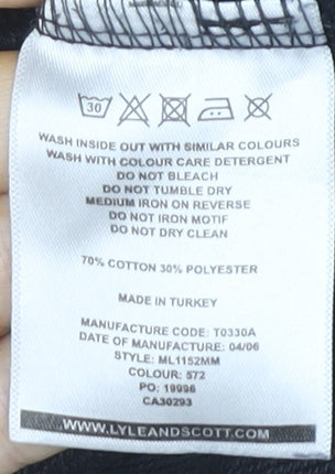 Lyle & Scott Mens Black XL Pullover Sweatshirt Crew Neck Cotton Blend