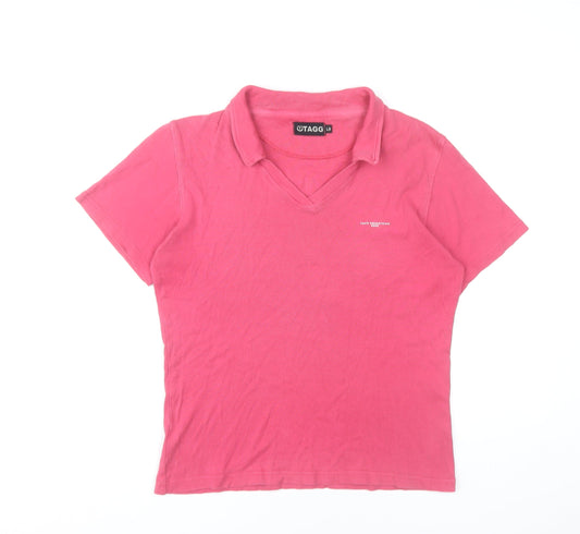 Tagg Womens Pink Polo Shirt Size L Collared Short Sleeve Cotton