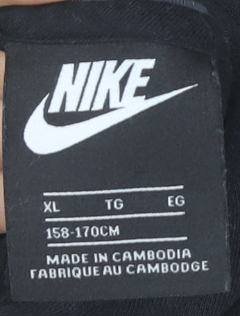 Nike Boys Black Full Zip Hoodie XL 158-170cm Cotton Blend Hooded Jacket