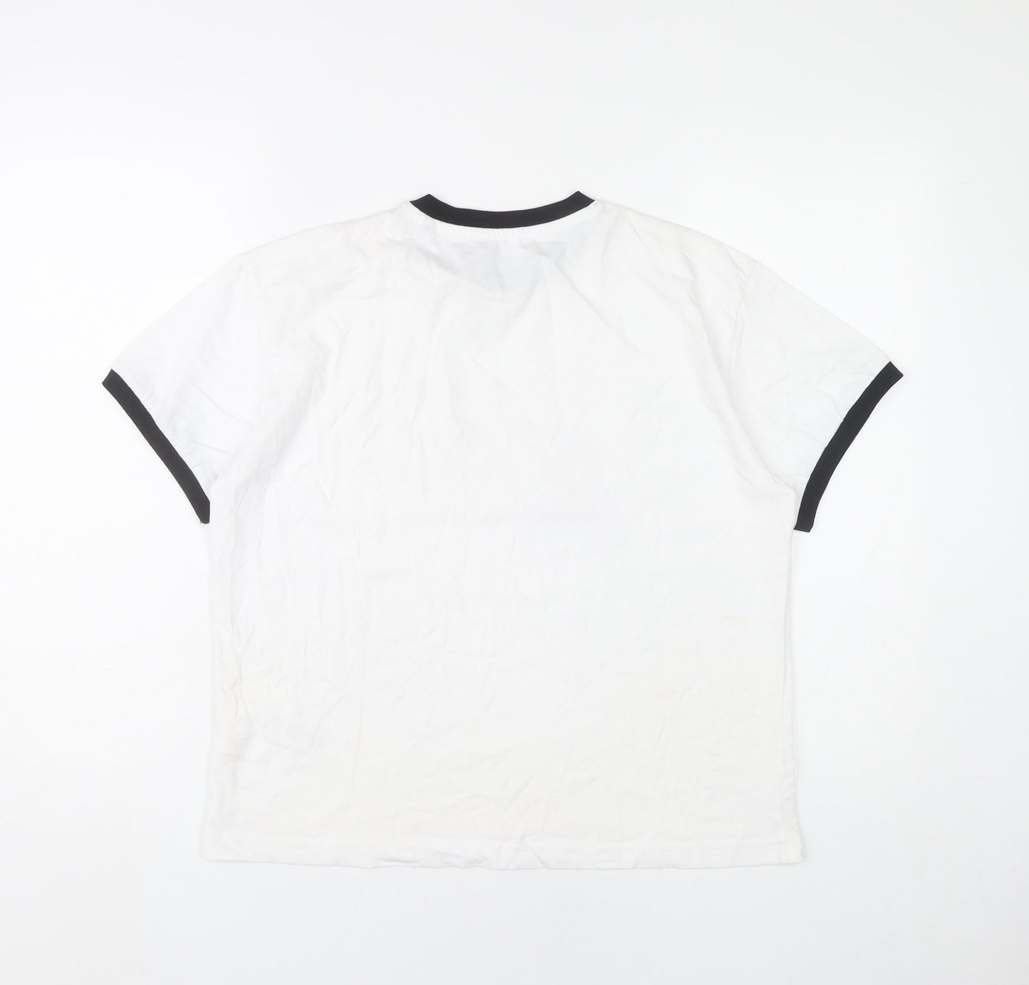 Disney Women White Ringer T-Shirt Snow White Graphic Size L