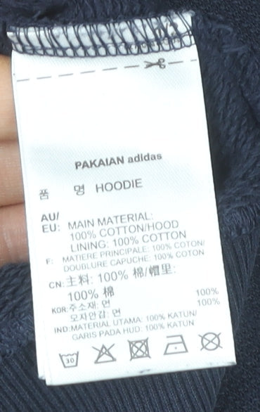 Additional view of Adidas women’s blue cotton pullover hoodie, size UK 10, long sleeve