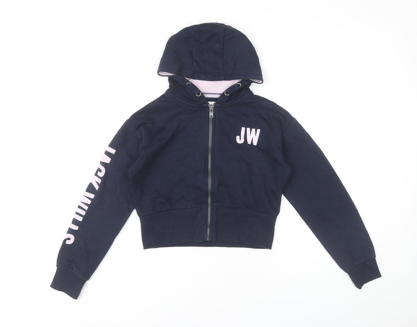 Jack Wills Girls Blue Full Zip Hoodie 9-10 Years Cotton Blend Hooded Top