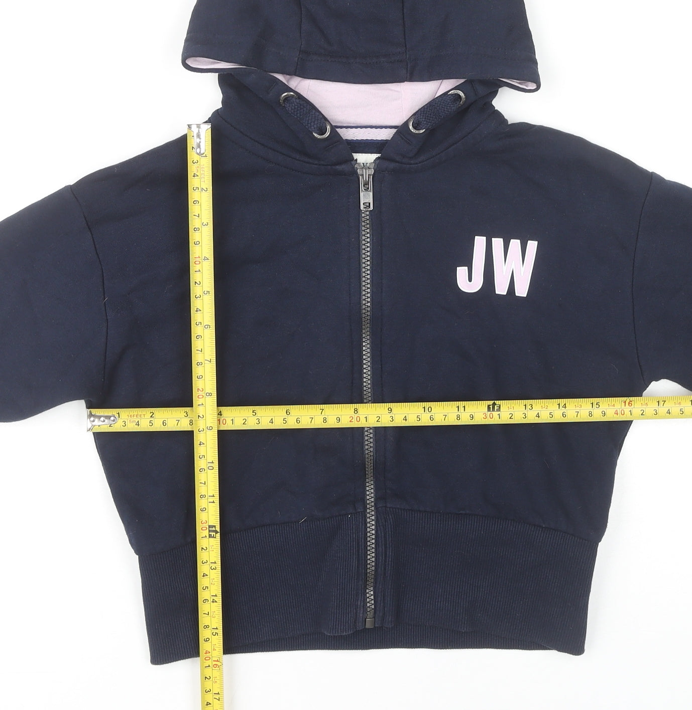 Jack Wills Girls Blue Full Zip Hoodie 9-10 Years Cotton Blend Hooded Top