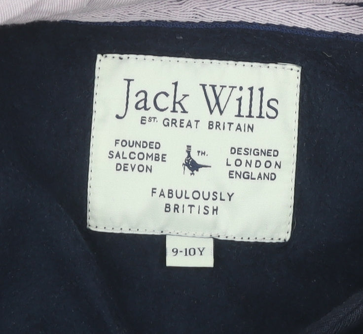 Jack Wills Girls Blue Full Zip Hoodie 9-10 Years Cotton Blend Hooded Top