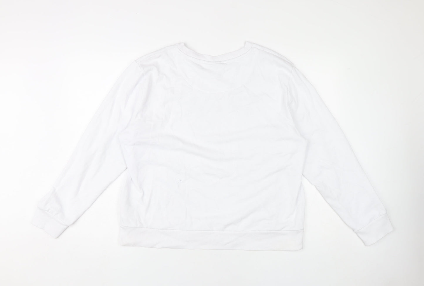 DKNY Womens White Pullover Logo Sweatshirt Size M