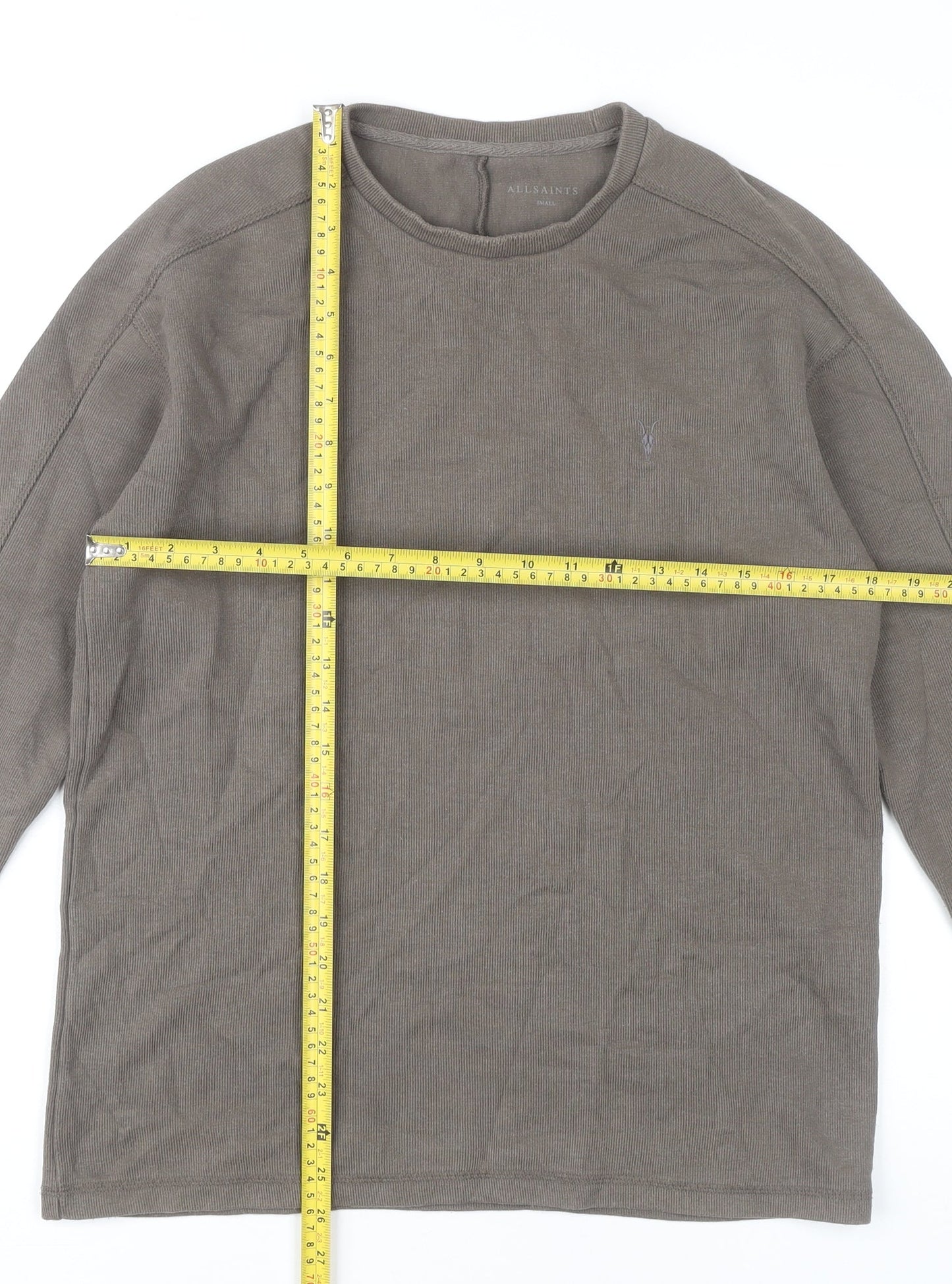 AllSaints Men’s Brown Small Crew Neck Cotton Sweatshirt