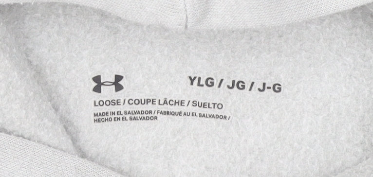 Under Armour Boys Grey Pullover Hoodie YLG 14 Years Logo Sportswear