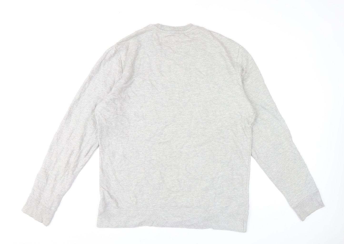 Champion Mens Grey Pullover Sweatshirt L Logo Graphic Crew Neck