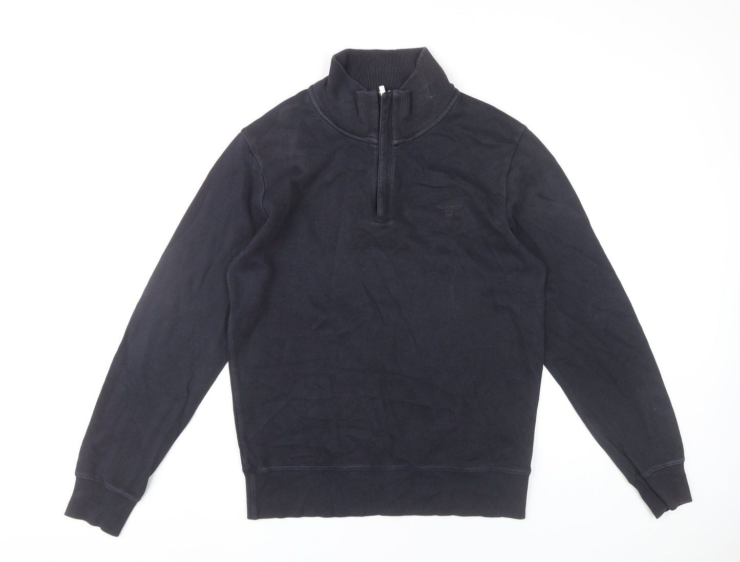 GANT Men’s Blue Cotton Half Zip Jumper High Neck Size M