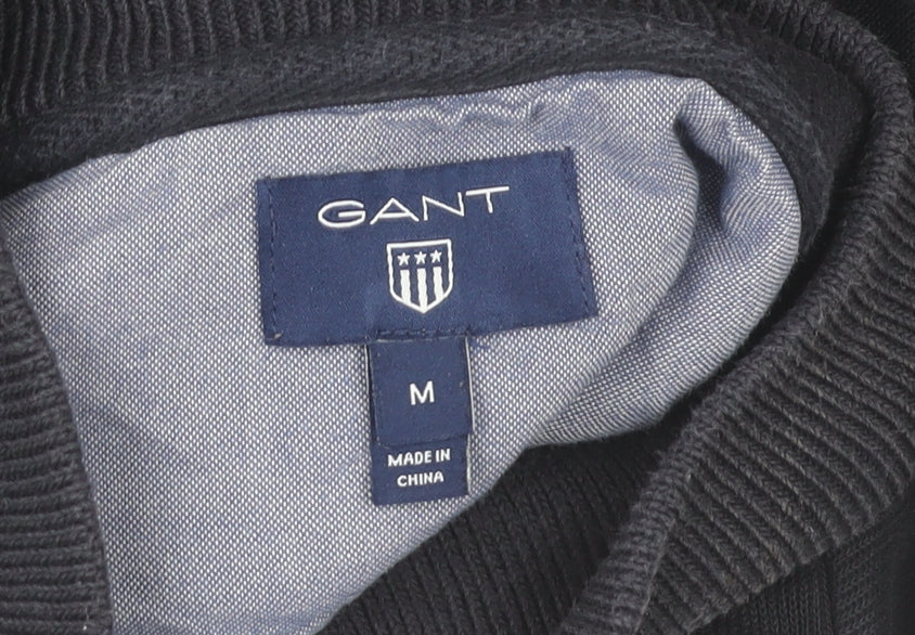 GANT Men’s Blue Cotton Half Zip Jumper High Neck Size M