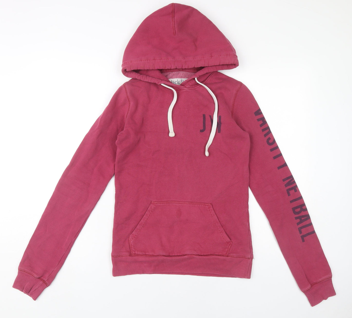 Jack Wills Womens Pink Size 6 Pullover Hoodie Varsity Netball