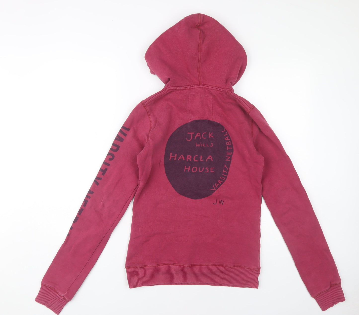 Jack Wills Womens Pink Size 6 Pullover Hoodie Varsity Netball