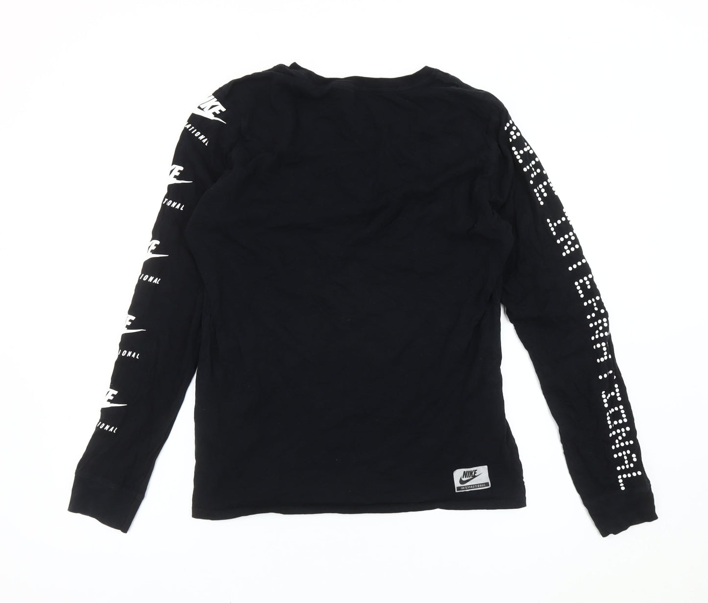 Nike Men's Black Long Sleeve Athletic Fit Cotton Logo T-Shirt Size S