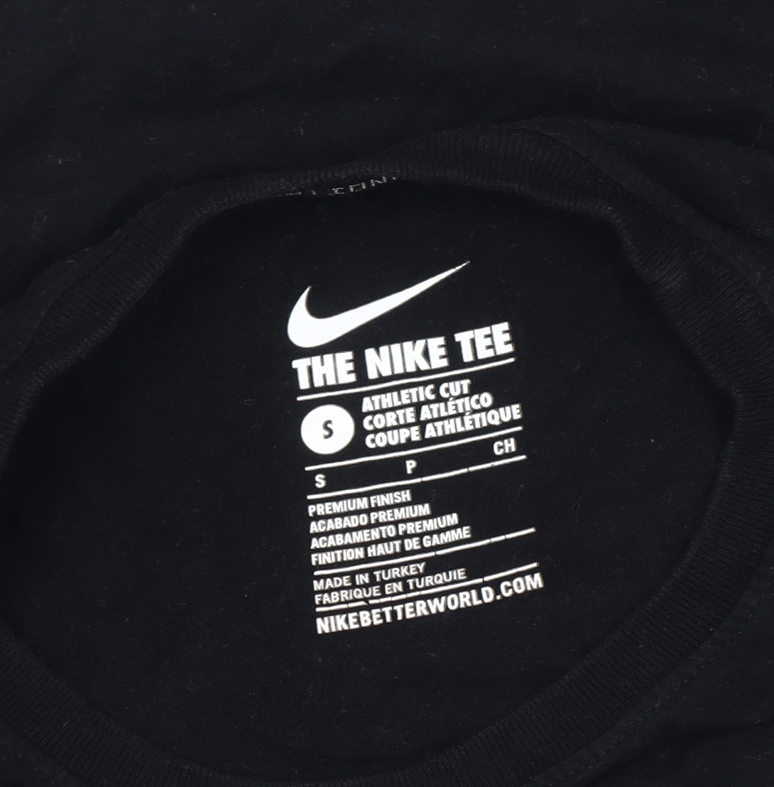 Nike Men's Black Long Sleeve Athletic Fit Cotton Logo T-Shirt Size S