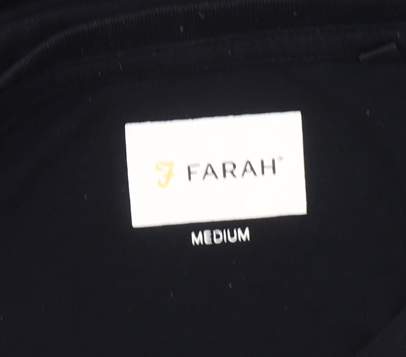 Farah Mens Black Cotton Crew Neck T-Shirt Size M Holiday Logo Tee