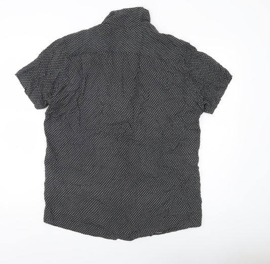 Jack & Jones Men’s Black Geometric Viscose Button-Up Shirt Size L