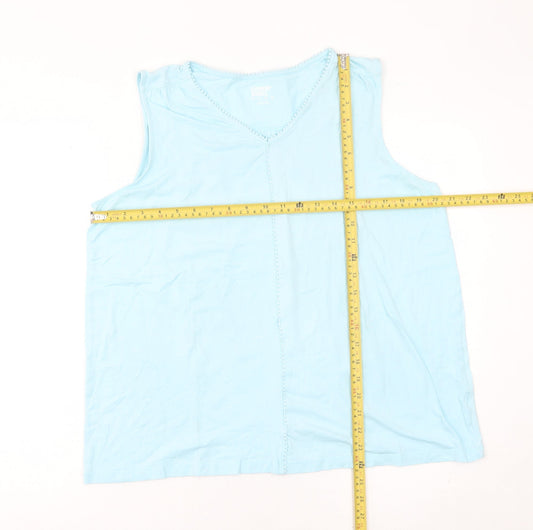 Womens UK Size XL Lands' End Blue Cotton Tank