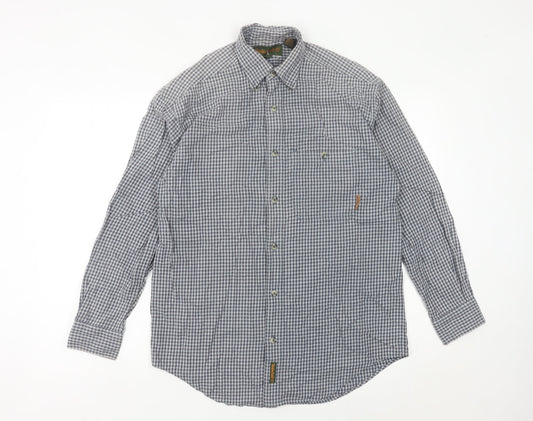 Timberland Men’s XS Blue Check Cotton Long Sleeve Button-Up Shirt