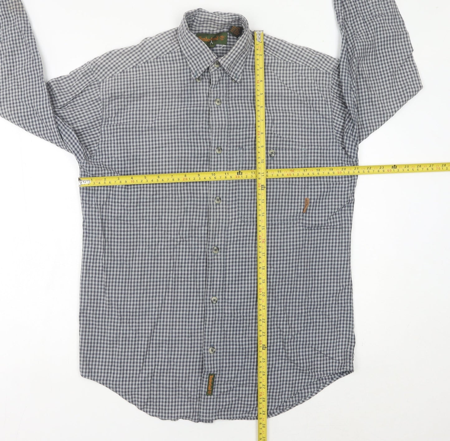Timberland Men’s XS Blue Check Cotton Long Sleeve Button-Up Shirt