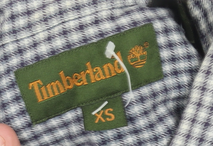 Timberland Men’s XS Blue Check Cotton Long Sleeve Button-Up Shirt