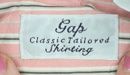 Gap Men's Pink Striped Classic Fit Cotton Button-Up Shirt Size S