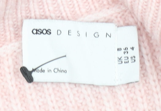Additional view of ASOS DESIGN women’s pink v-neck chunky knit jumper, size UK 18