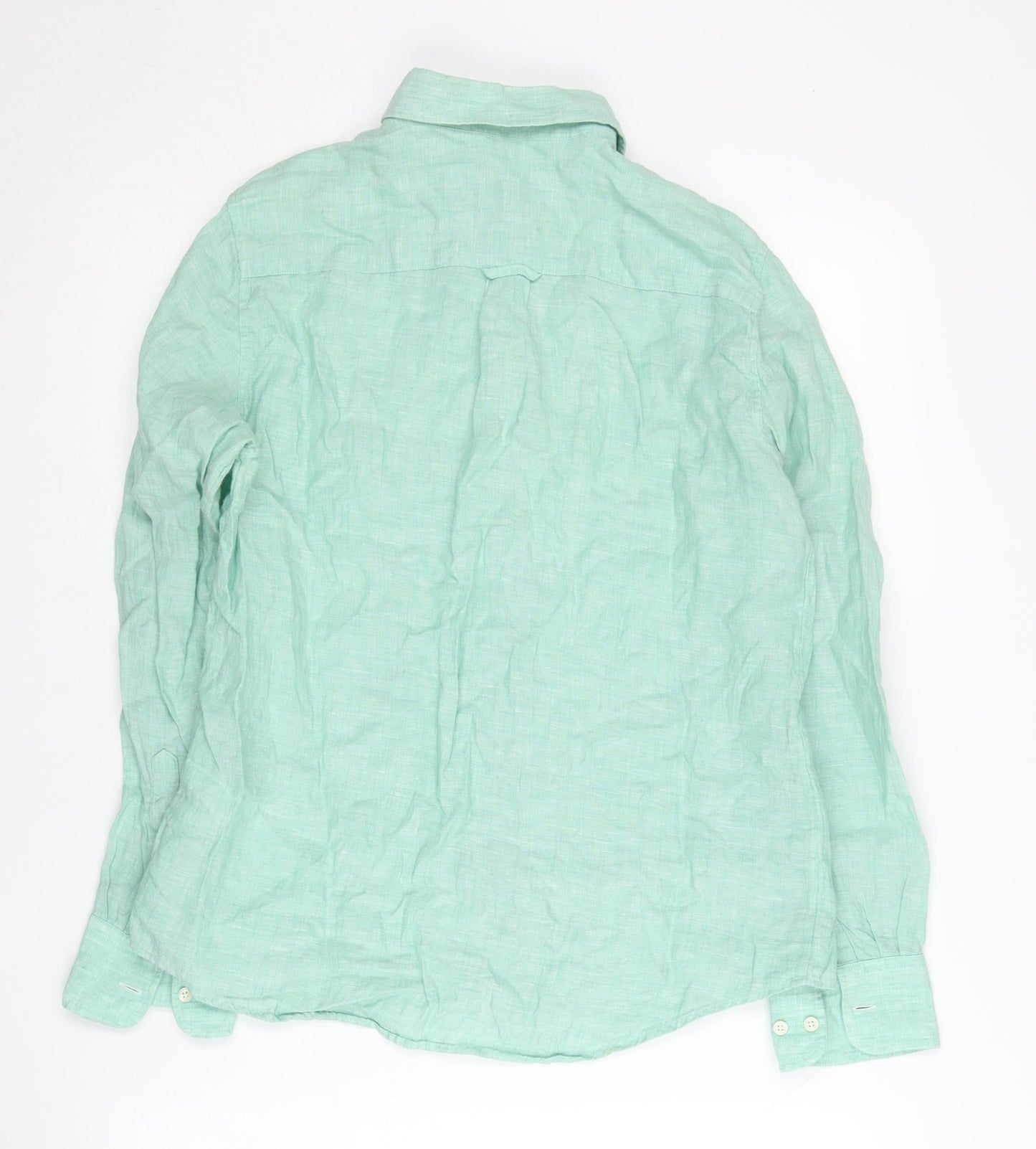 Gant Womens Green Linen Button-Up Shirt UK 10 Long Sleeve Casual